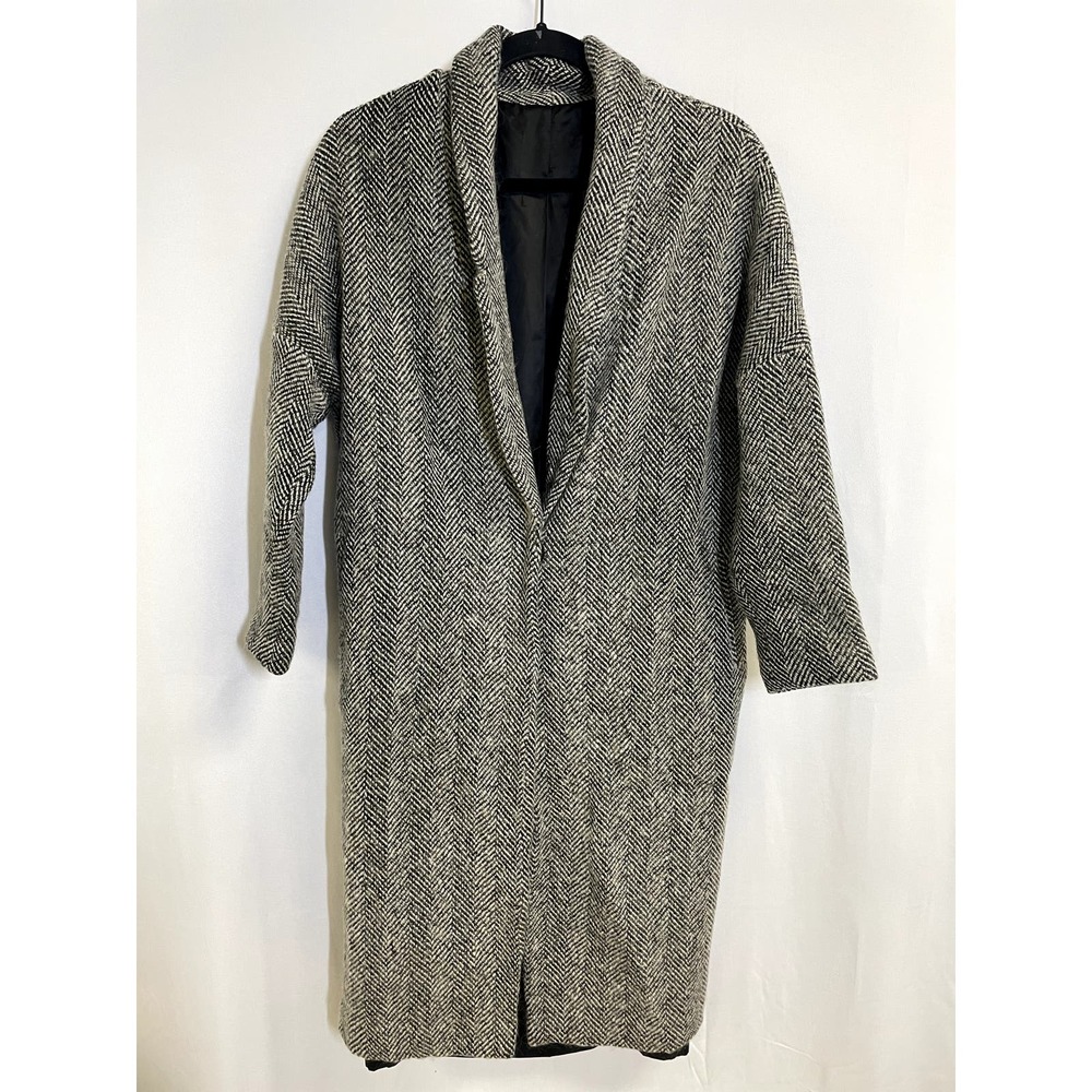 Herringbone One Button Single Breasted Long Overc… - image 1